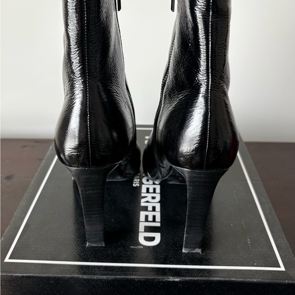 Karl Lagerfeld Glossy Black Heeled Boots - Picture 3 of 5